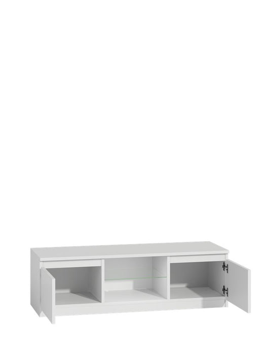 TOPESHOP Lowboard LCD-Schrank – Hochglanzfronten und Glasregal