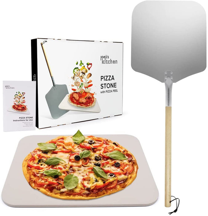 JOEJI’S KITCHEN Backstein »Joejis Pizzastein für Backofen & Gasgrill inkl. Pizzaschieber Pizzastein Aus Hochwertigem Cordierit - Pizzaschaufelset - Ibonto.de