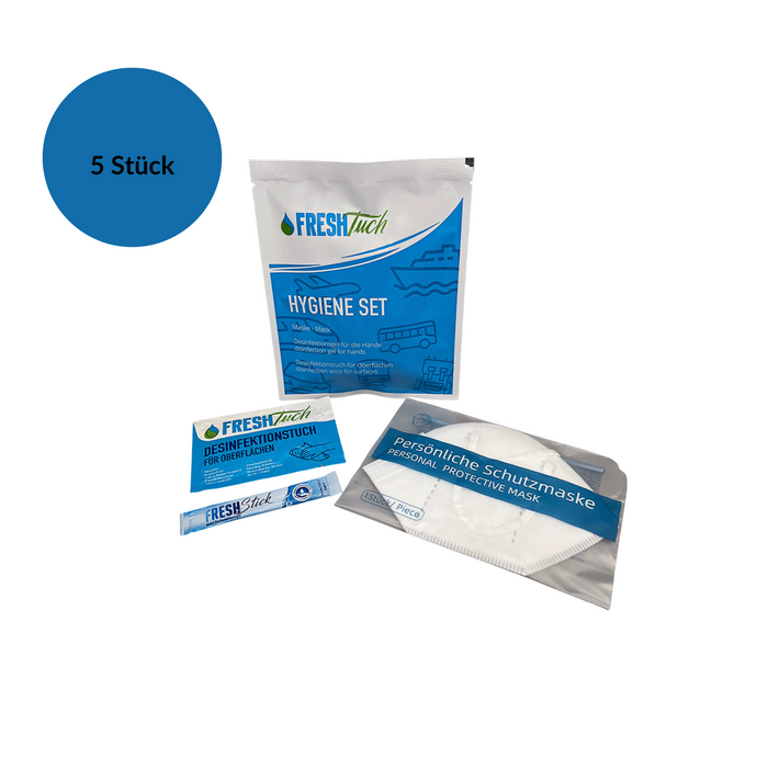 5x Freshtuch Hygiene Set to go Artikel für auf Reisen, im Auto, im Büro und bei Freizeitaktivitäten - Ibonto.de