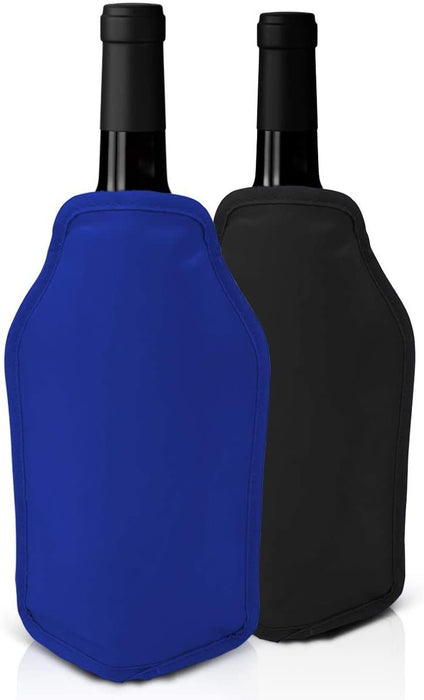 JOEJI’S KITCHEN Outdoor-Flaschenkühler 2er-Set Weinkühler und Sektkühler Hülle Manschetten - Schwarz & Blau - Perfekt zum Kühlen von Wein- und Sekt- Champagnerflaschen und andere - Ideal für Dinnerparties, Events, etc - Ibonto.de