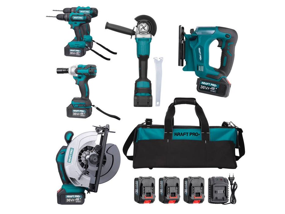 Kraft Pro Elektrowerkzeuge Akku-Kombi-Set mit Ladegerät und Lithium-Ionen-Akkus - Ibonto.de