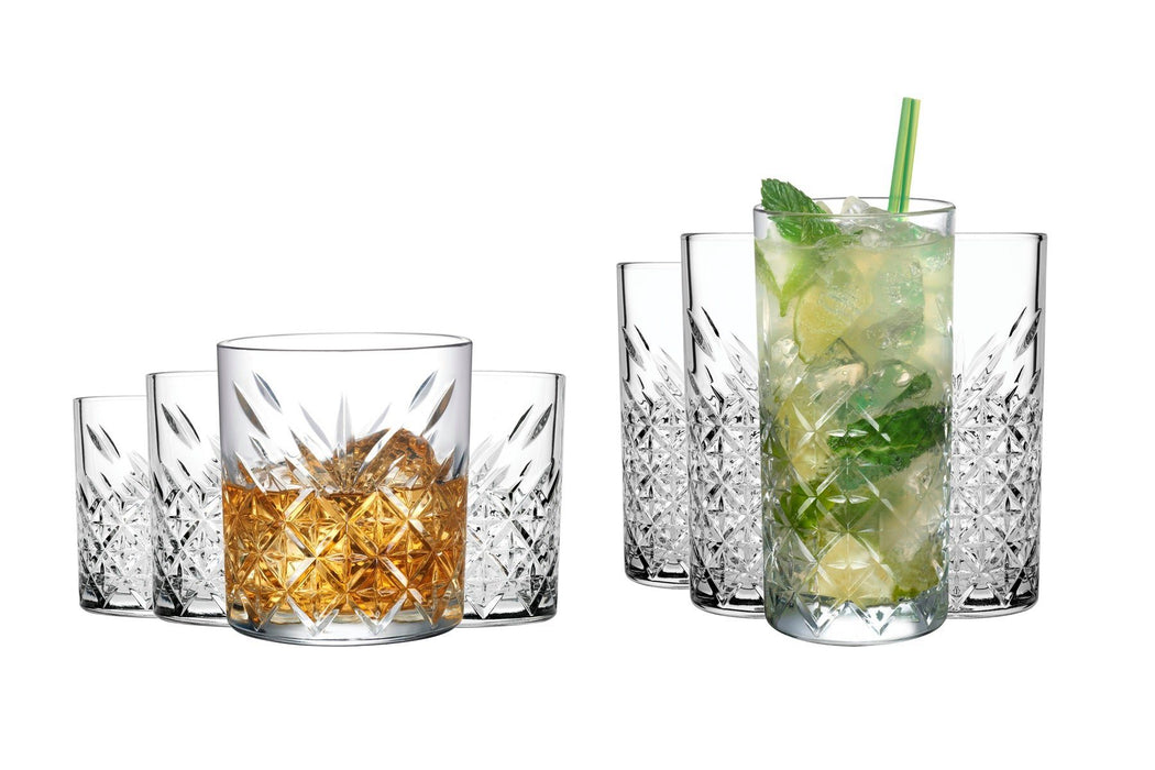 Pasabahce Glas Cocktailgläser 4x Whisky Gläser (250ml) und 4x Longdrink Gläser (250ml) als Set | für einen wunderbaren Cocktail Abend – Spülmaschinenfest - Ibonto.de