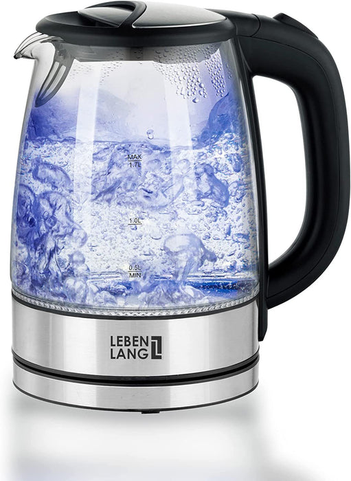 Wasserkocher elektrischer Design Wasserkocher Glas - mit LED, 1,7 l, 2200 W - Ibonto.de