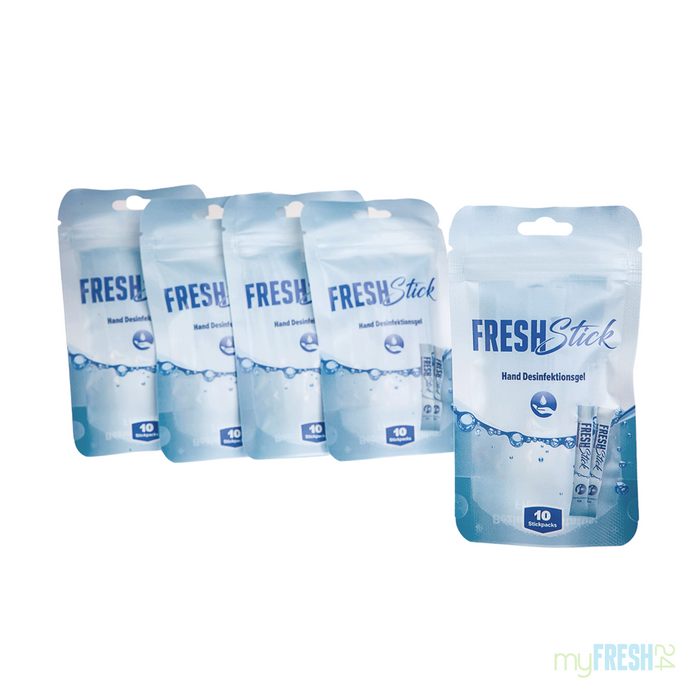 5x freshsticks Hand Desinfektionsgel für auf Reisen, im Auto, Büro und Freiteitaktivitäten - Ibonto.de