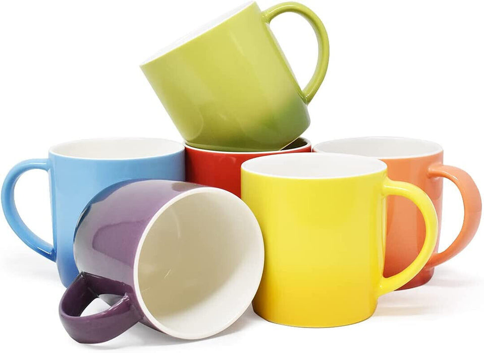 Farbige Kaffeetassen, 6 Stück Steingut Teetassen-Set 350 ml um Kaffee Getränke - Ibonto.de