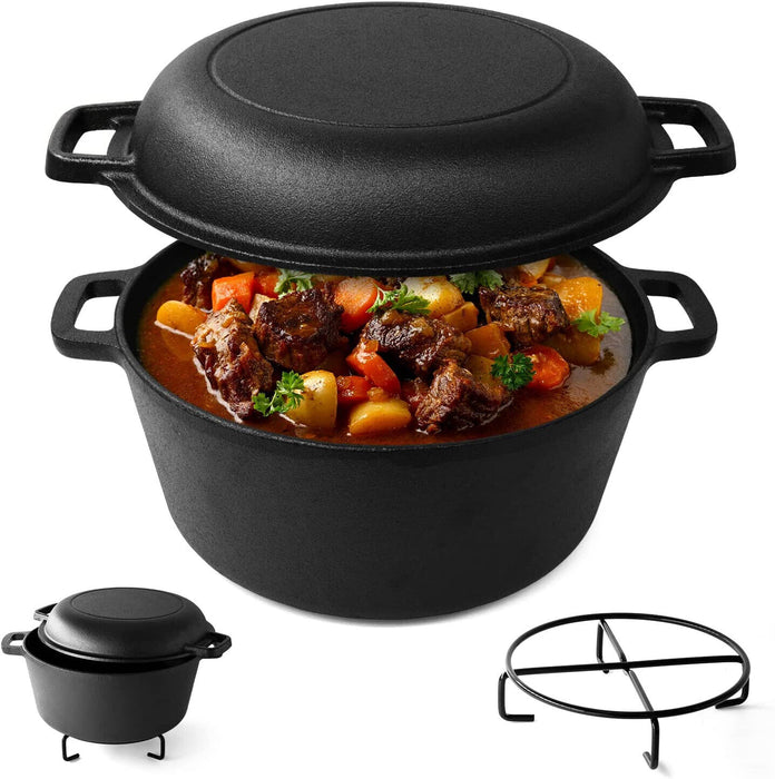 Dutch Oven 4,7 Liter aus Gusseisen Vielzweck Deckel für Ofen und für Herdarten - Ibonto.de