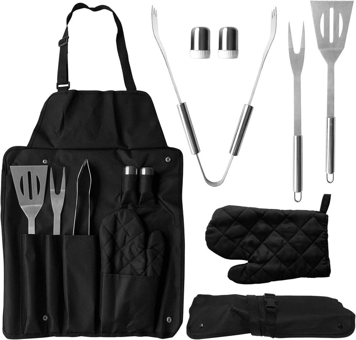 Joejis 7-teiliges Premium BBQ-Grillset mit Schürze & Grillzange, BBQ-Zubehör - Ibonto.de