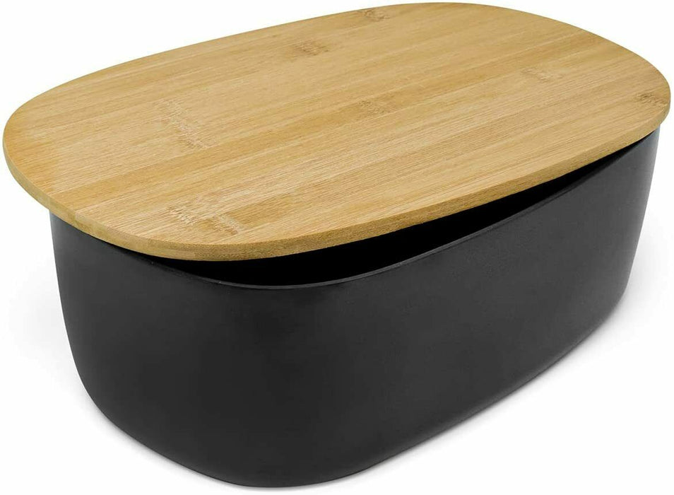 Brotkasten Schwarz für die Küche, Gärkörbchen für Brot als Schneidebrett Bambus - Ibonto.de