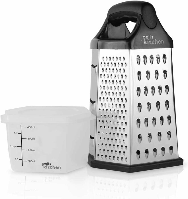 JOEJI’S KITCHEN Gemüsehobel Käsereibe - 6-seitige Reibe Edelstahl mit Behälter - Ibonto.de