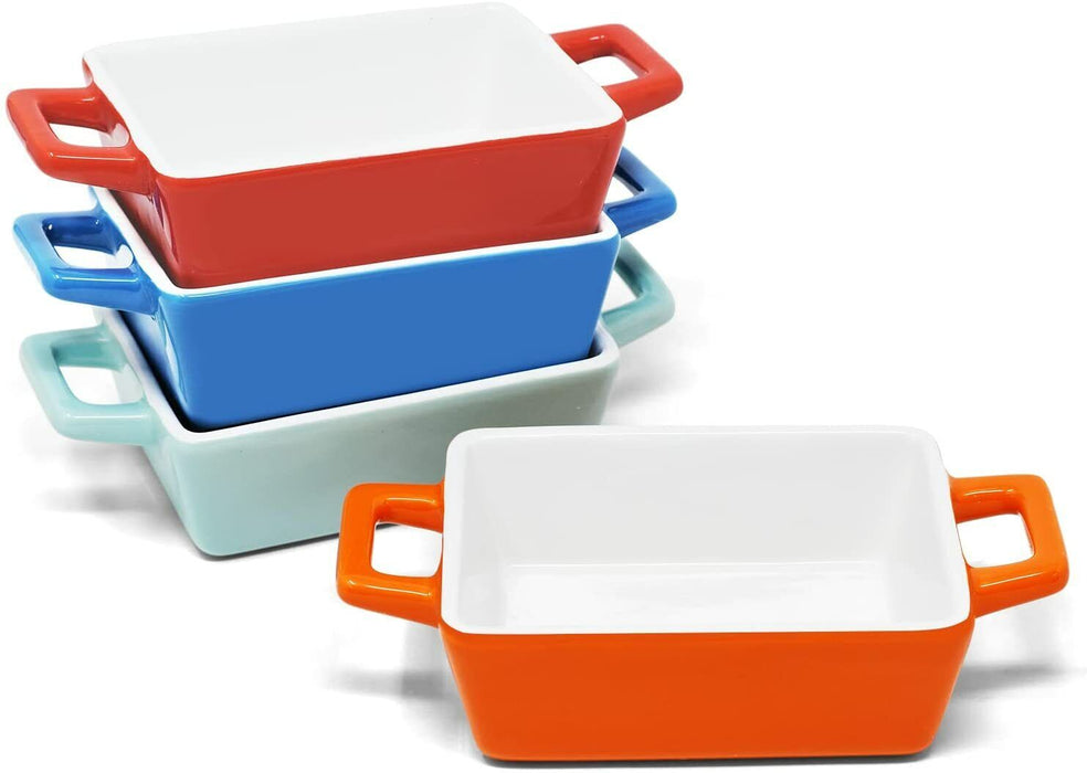 Joejis 4er Set Mini Rechteckig Keramik Backschüssel (300ml x 4) - kleine Auflauf - Ibonto.de