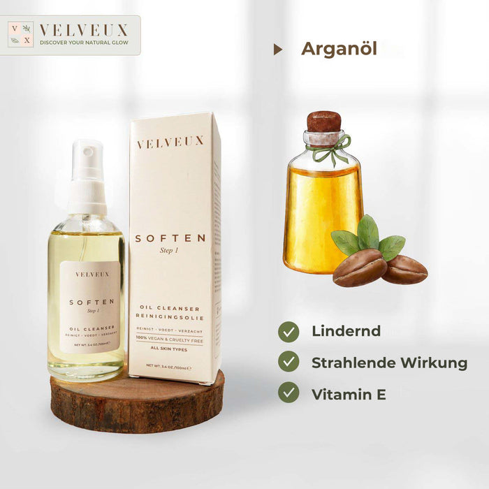 Gesichtsreiniger - Velveux Oil Cleanser - mit Arganöl - 100% natürlich & vegan - Hautpflege