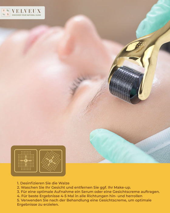 Gesichtsroller | 540 Micro Needles Dermaroller | 0.5 MM Needle | Hautverjüngung | Hautpflege | Narben - Striae - Steril verpackt