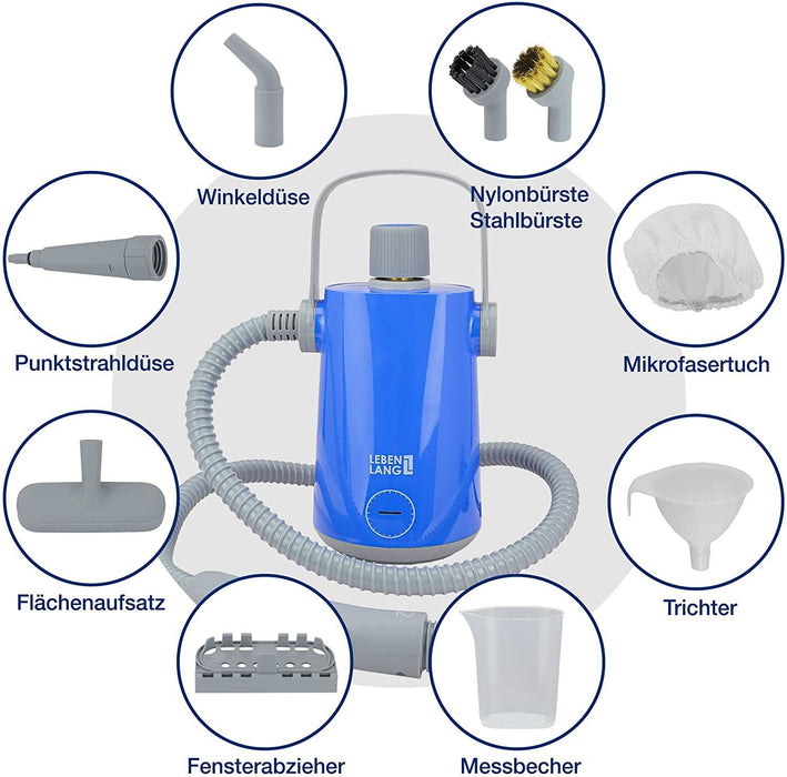 Dampfreiniger Handgerät Steam Cleaner - 1000W & 300ml mit 9 Zubehör, Polsterreiniger Gerät, handdampfreiniger