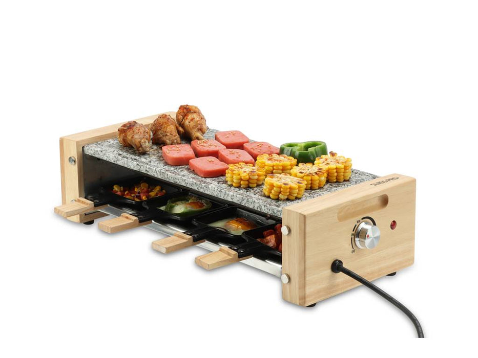Swiss Pro+ Raclette-Grill bis zu 8 Personen, 1200W Antihaftbeschichtung Grillplatte