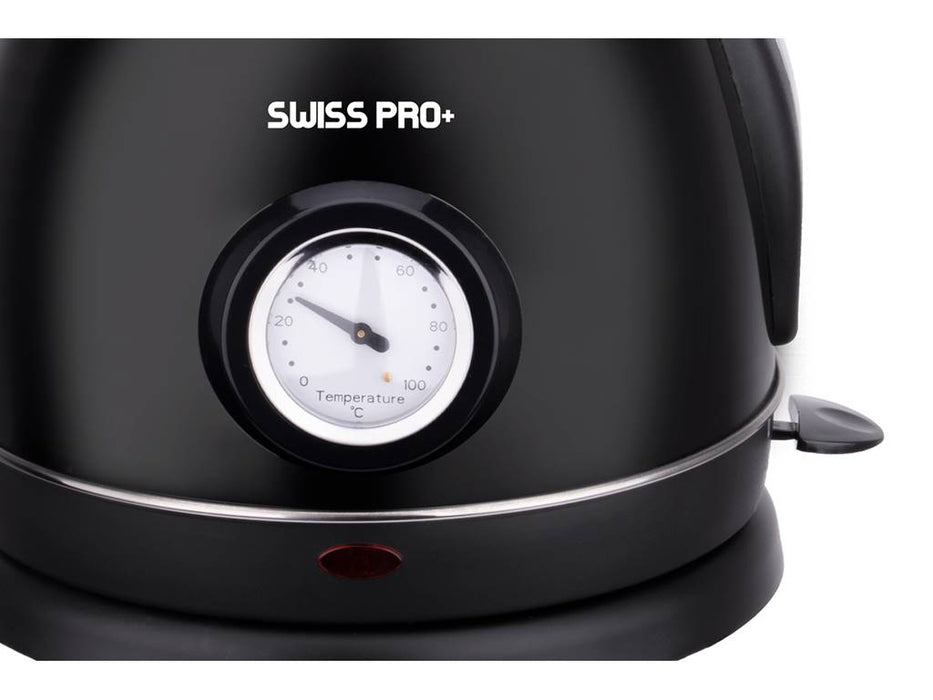 Swiss Pro+ Retro Wasserkocher 2200W /1,8L mit Kontrollanzeige Gehäuse aus Edelstahl