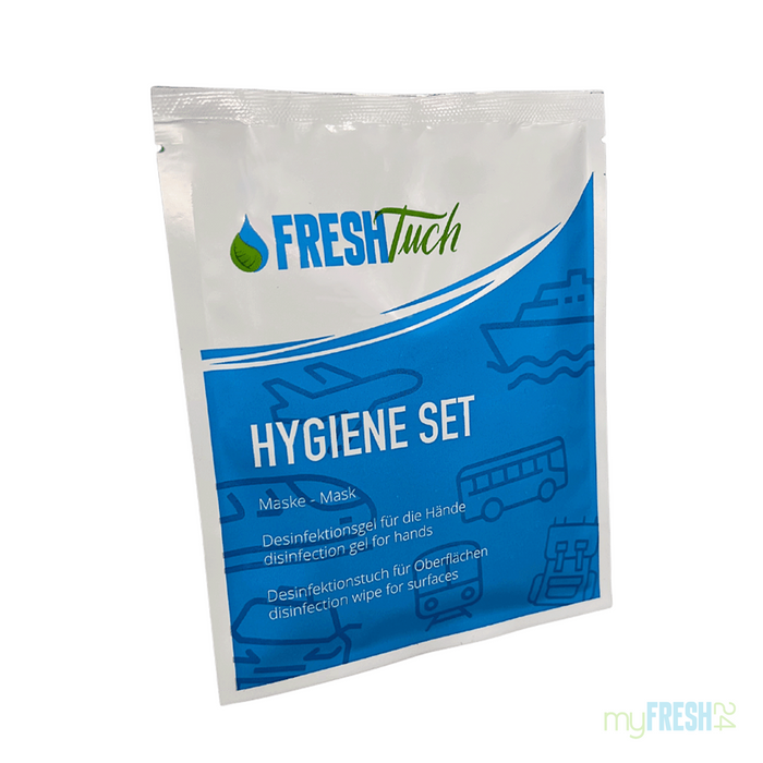 5x Freshtuch Hygiene Set to go Artikel für auf Reisen, im Auto, im Büro und bei Freizeitaktivitäten