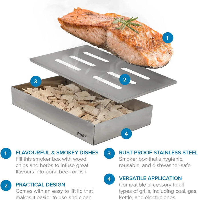 Edelstahl BBQ Smoker Box, Tragbarer Mehrzweck Smoker Rindfleisch, Fisch und mehr