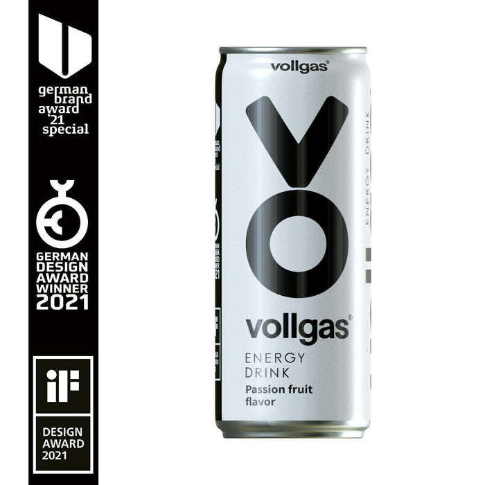Vollgas Energy Drink - Koffeinhaltiges Erfrischungsgetränk mit Passion fruit