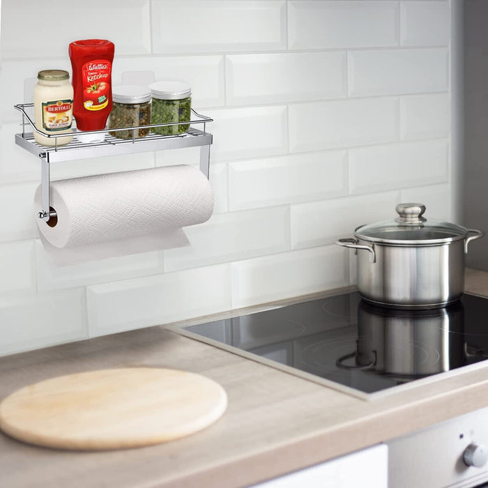 Küchenrollenhalter Wand mit Regal - Selbstklebend 3M Ohne Bohren Wandhalter