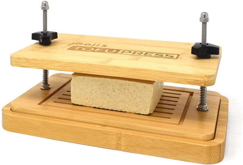 Tofu Presse - Bambus Holz Tofupresse Mit Unterboden -Tofu-Sieb und Abtropfschale