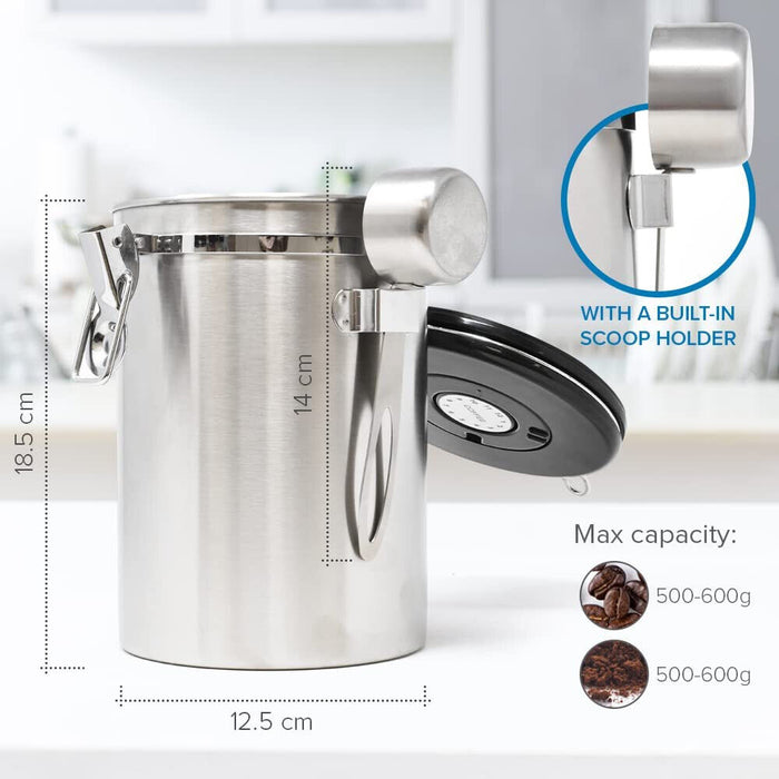 Joejis kaffeedose luftdicht 500g - 600g bohnen kaffeebohnen behälter Edelstahl